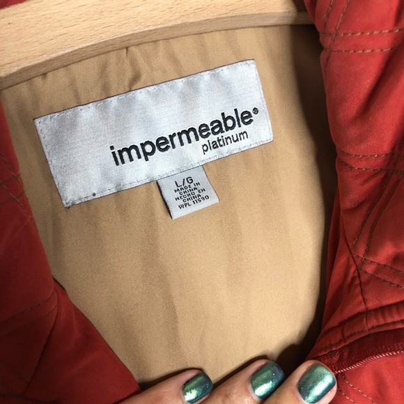 🛍️Orange quilted puffer down vest L Nordstrom Rust Impermeable Platinum - Picture 6 of 6